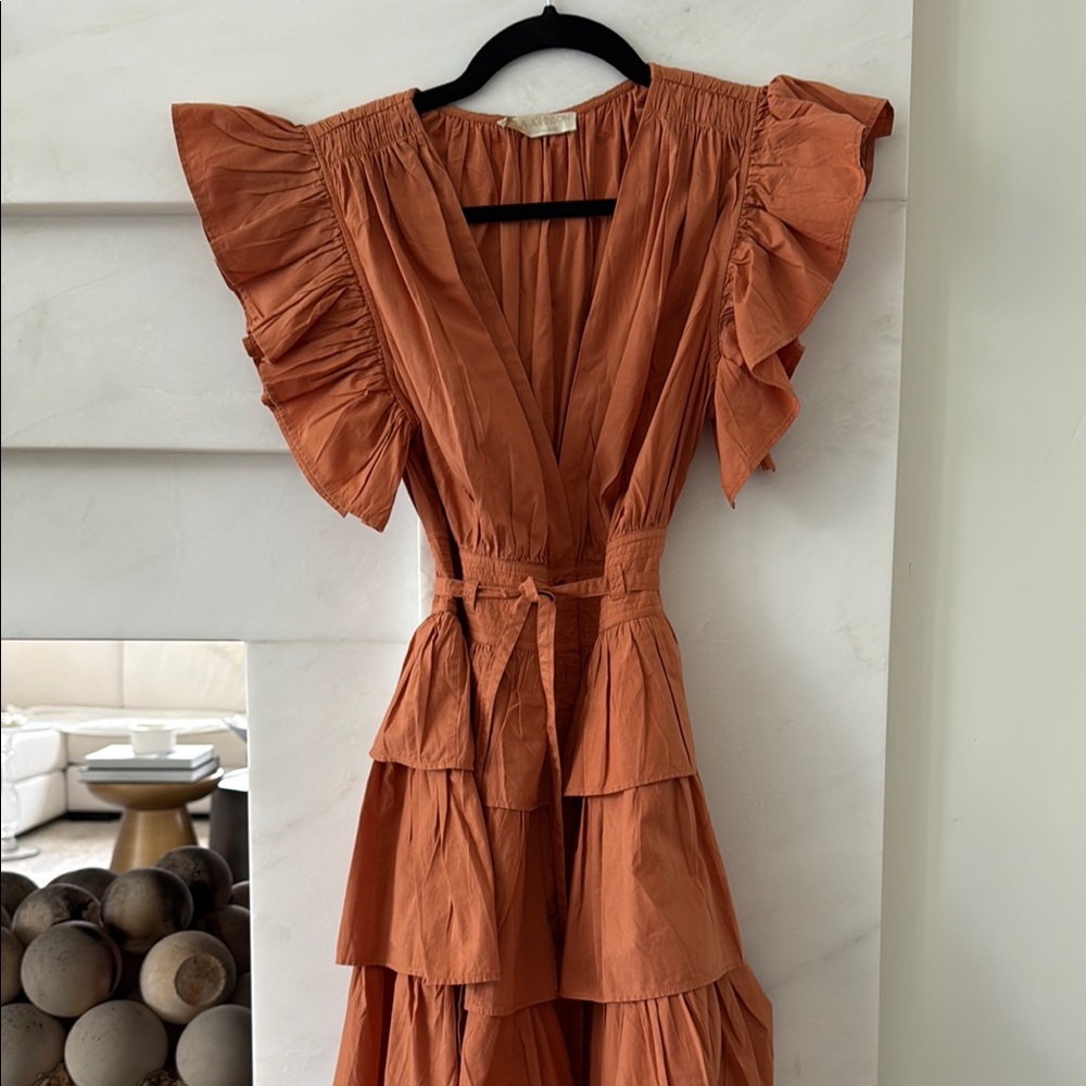 Ulla Johnson Ruffled Orange Dress Size 4